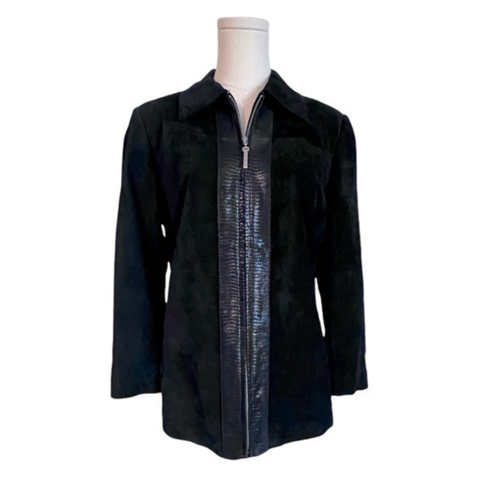 Preston & York Black Soft Suede Leather‎ Full Zip Jacket Womens Size Medium